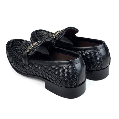 BLACK WOVEN PURE LEATHER