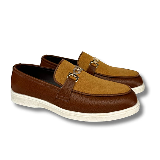 BROWN SUEDE TWO TONE LOAFER