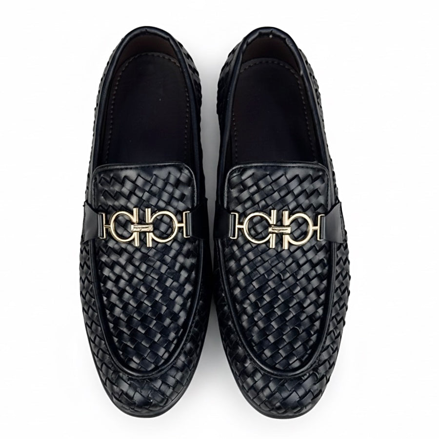 BLACK WOVEN PURE LEATHER