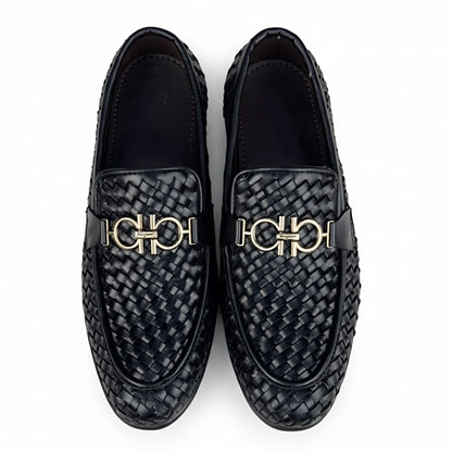 BLACK WOVEN PURE LEATHER