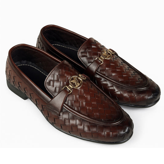 Brown Braide LV Buckle Formal