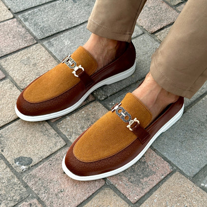 BROWN SUEDE TWO TONE LOAFER