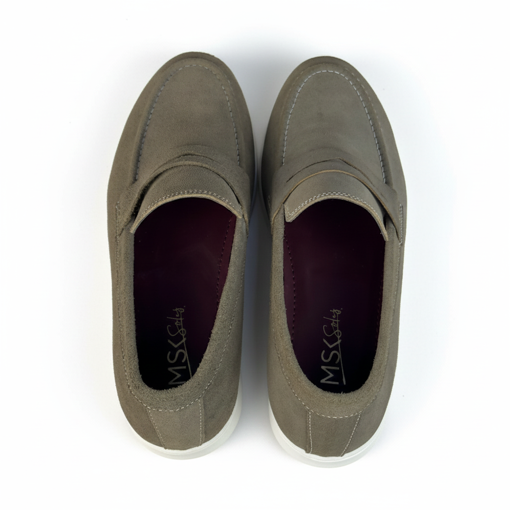 STONE-BEIGE PURE SUEDE LEATHER