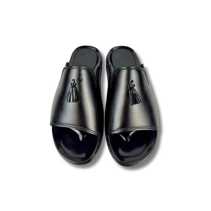 BLACK LEATHER SLIPPER