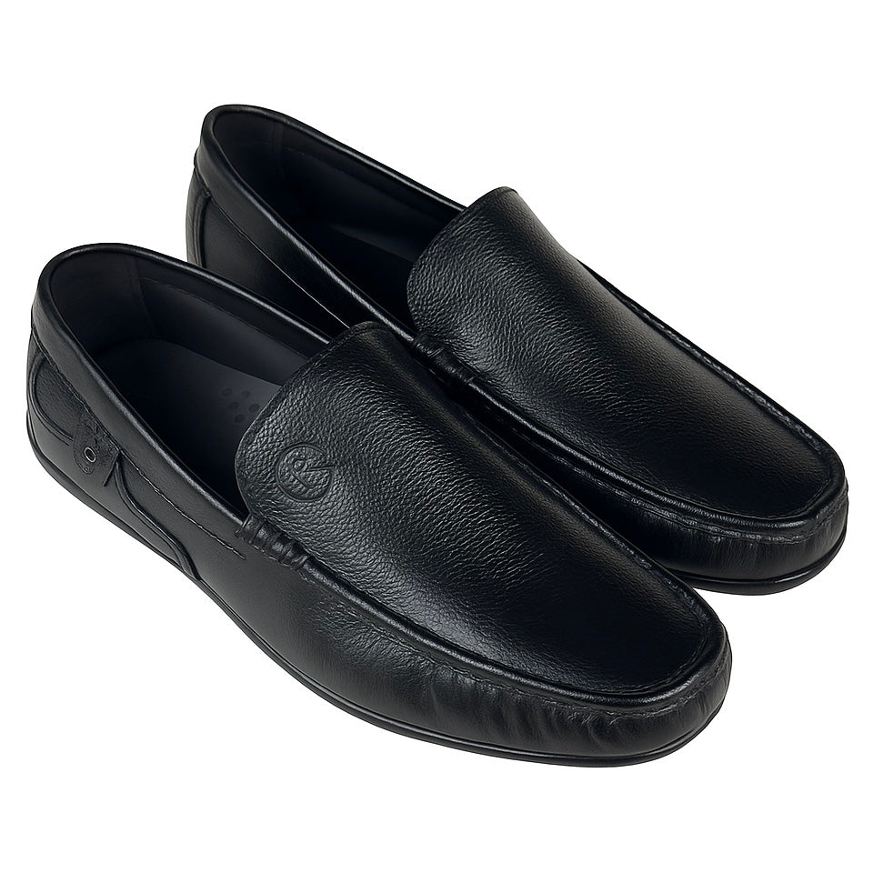 BLACK MEDICATED SOFT LEATHER LOAFER