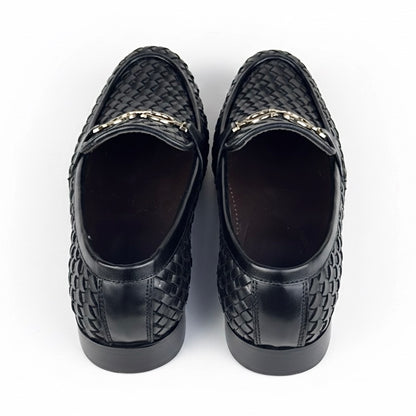 BLACK WOVEN PURE LEATHER