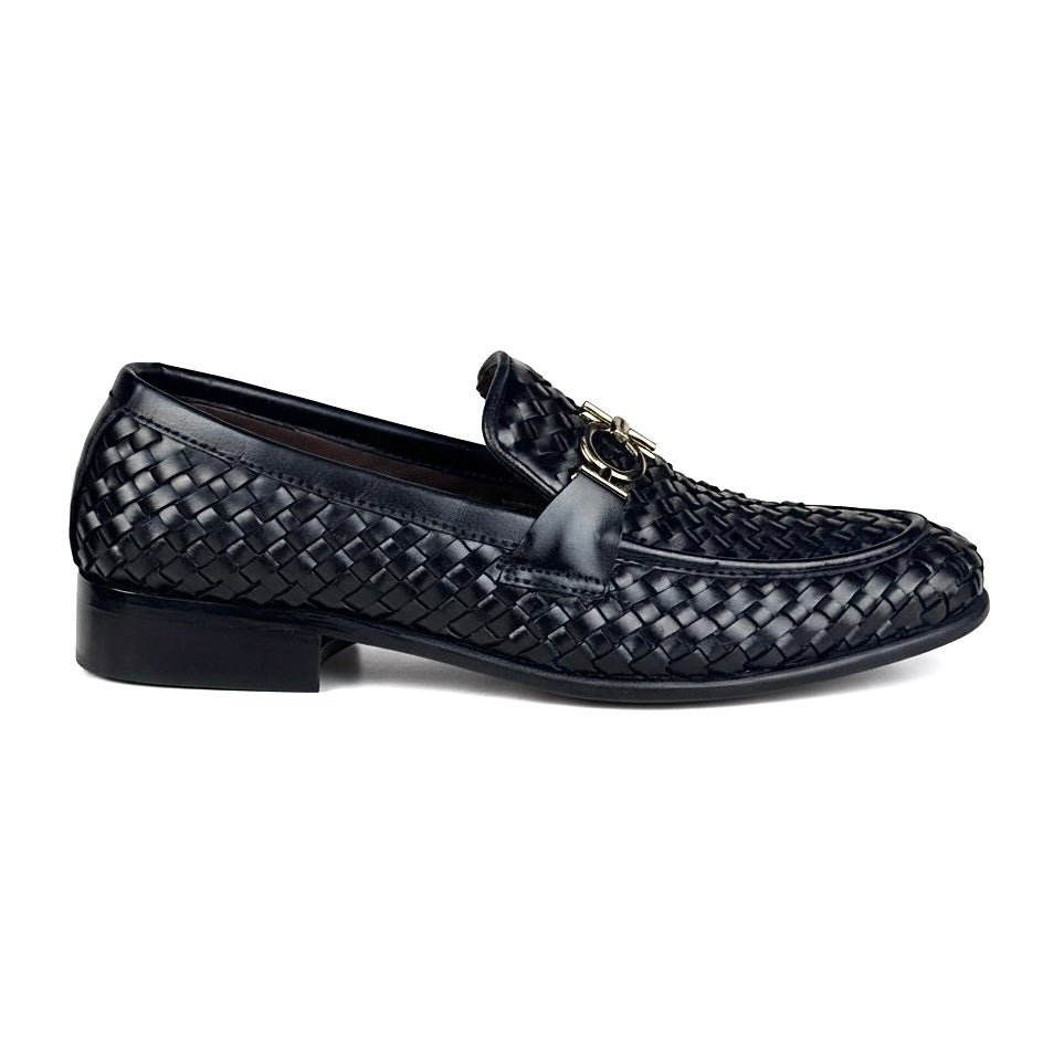 BLACK WOVEN PURE LEATHER