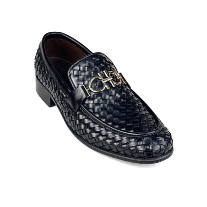 BLACK WOVEN PURE LEATHER