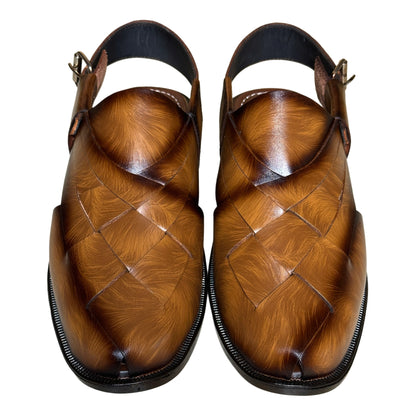 Babar-sheer staped leather peshawari sandal