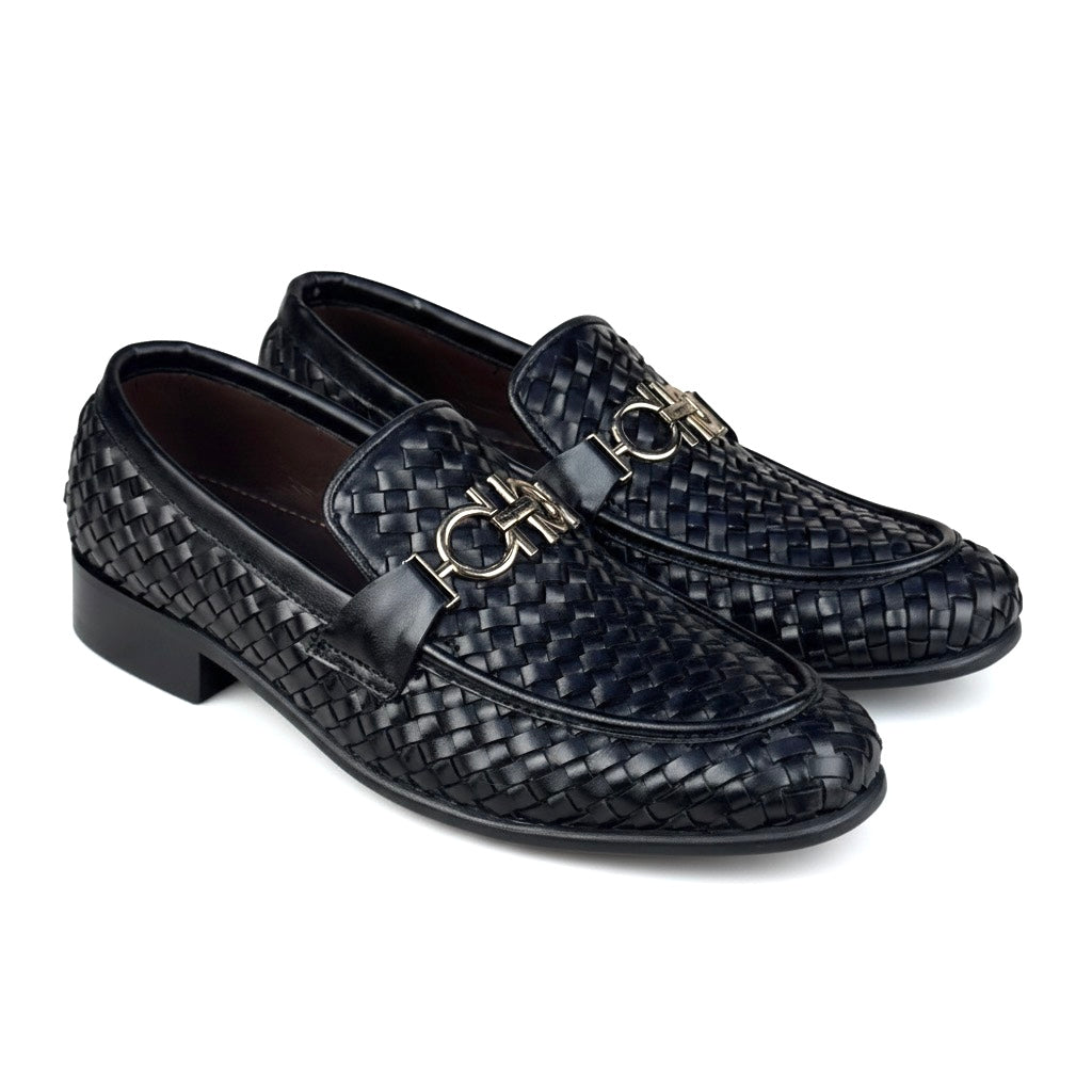 BLACK WOVEN PURE LEATHER