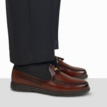 BROWN MEDICATED WRINKLE FREE LEATHER  LOAFER