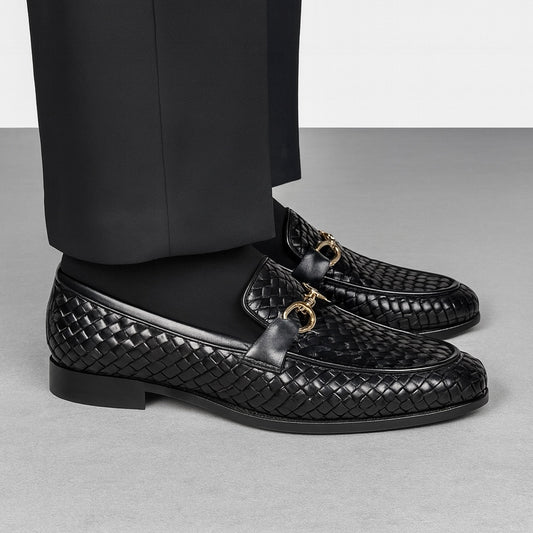 PURE LEATHER BLACK WOVEN