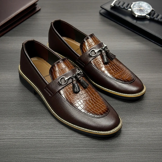 BROWN CROC TWO TONE LOAFER