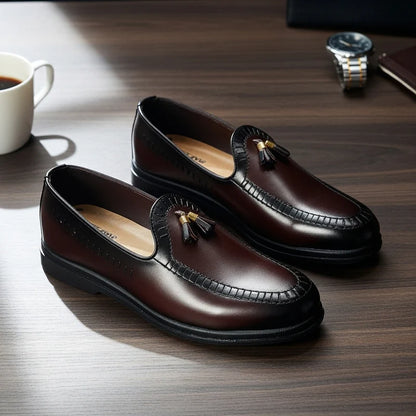 BROWN MEDICATED WRINKLE FREE LEATHER  LOAFER