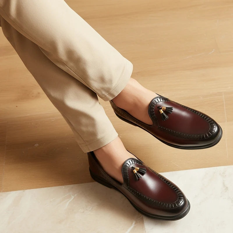 BROWN MEDICATED WRINKLE FREE LEATHER  LOAFER