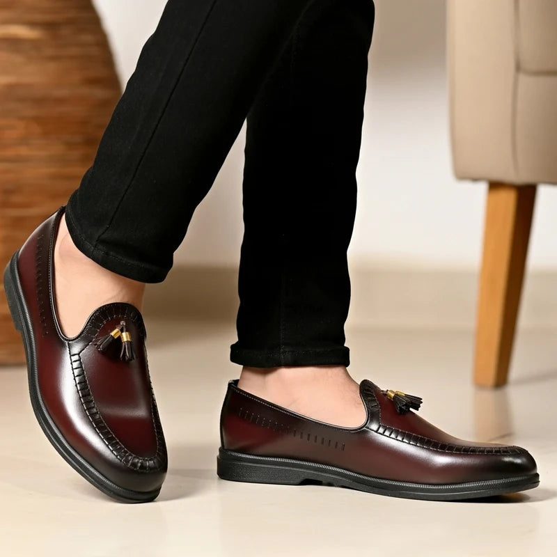 BROWN MEDICATED WRINKLE FREE LEATHER  LOAFER