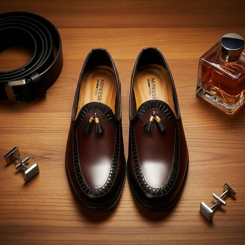 BROWN MEDICATED WRINKLE FREE LEATHER  LOAFER