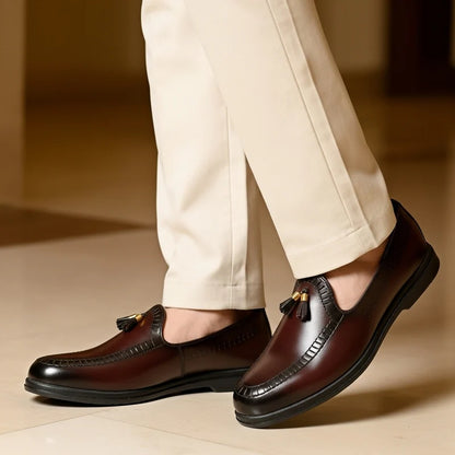 BROWN MEDICATED WRINKLE FREE LEATHER  LOAFER
